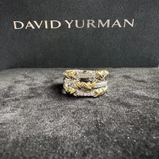 David Yurman Crossover Ring w Pavé Diamonds in 14K White Gold Sterling Size 8