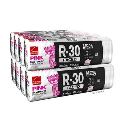 Owens Corning 470 SQFT 8 bags of R30 Kraft Faced 16 x 48 Fiberglass Fits 2X10