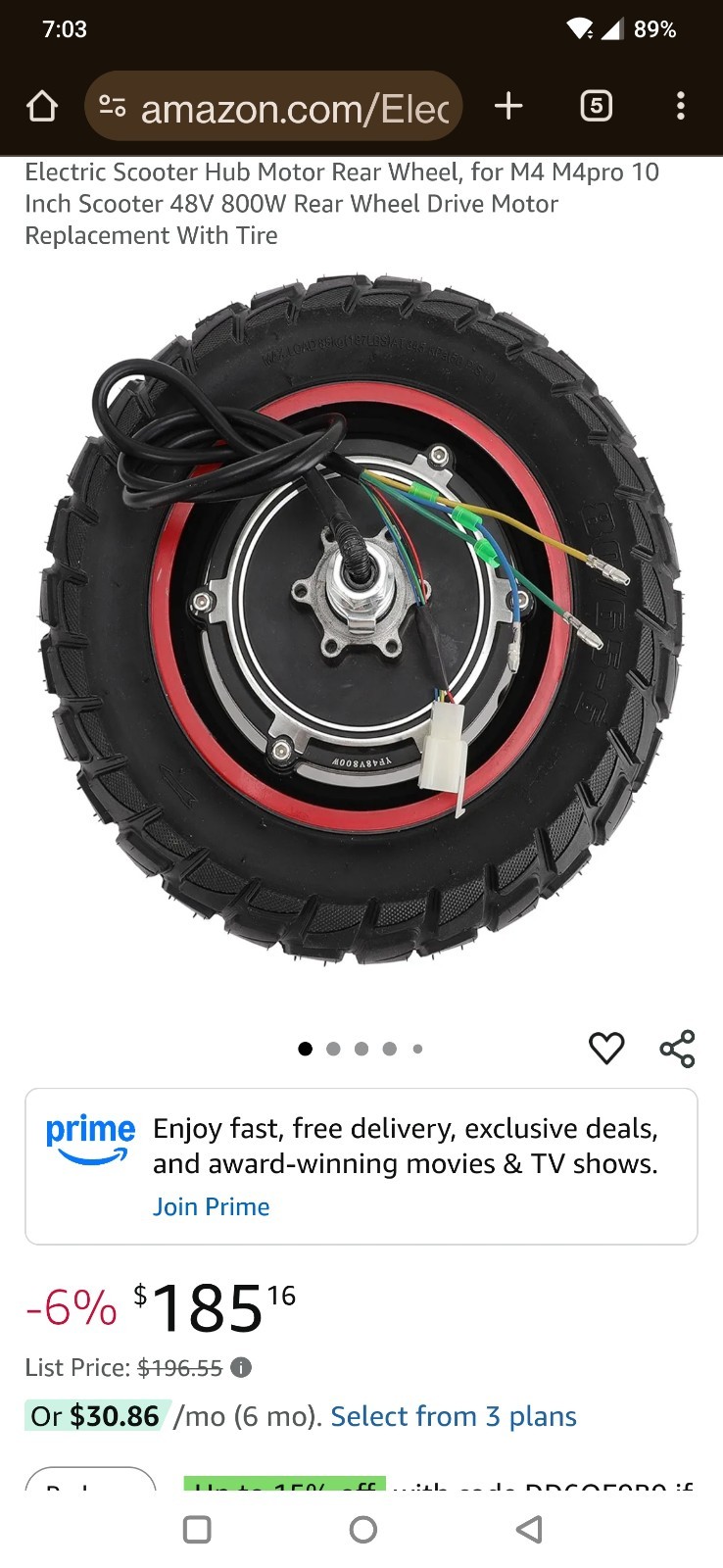 Electric Scooter Hub Motor Rear Wheel for M4 M4pro 10 Inch Scooter 48V 800W 