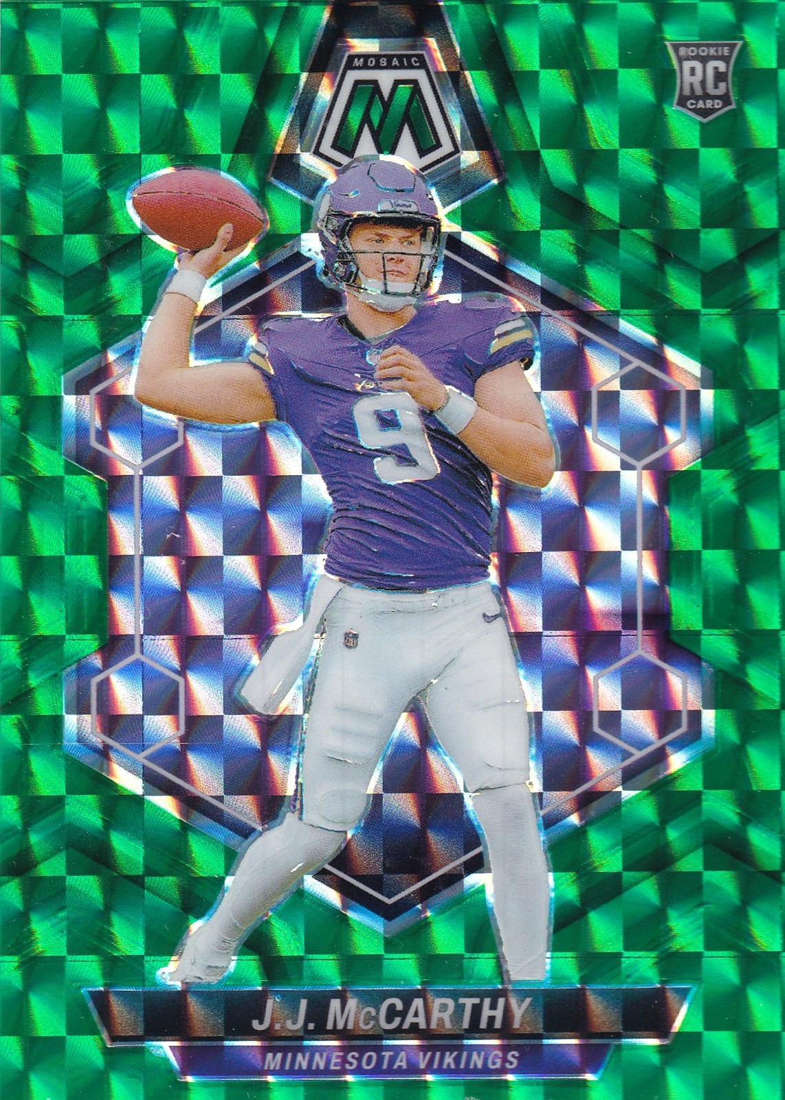 2024 Panini Mosaic - #310 J.J. McCarthy Rookies Green Mosaic Prizm (RC)