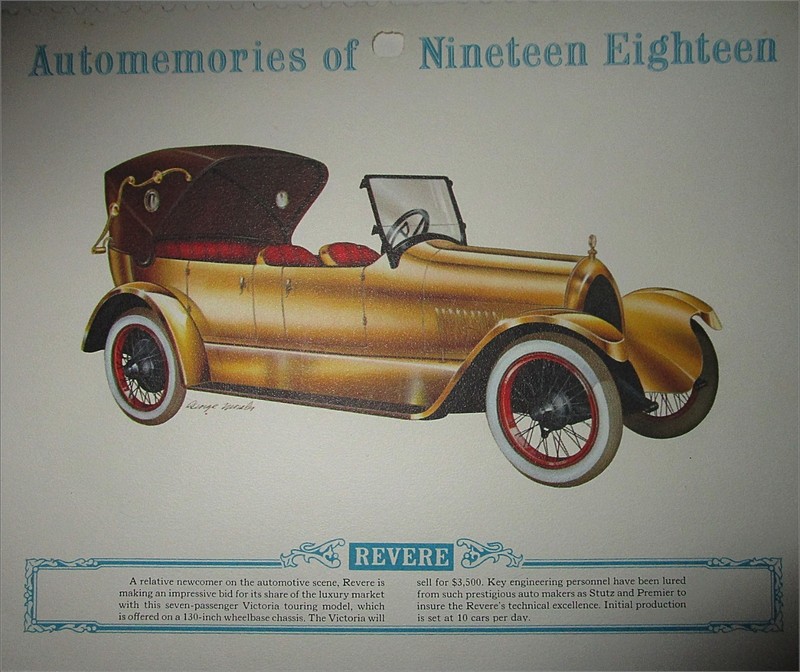 1918 Revere calendar car print (yellow, black top)