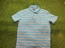 Brooks Brothers Performance Polo Golf Blue Stripe Navy Cotton Slim Fit Medium