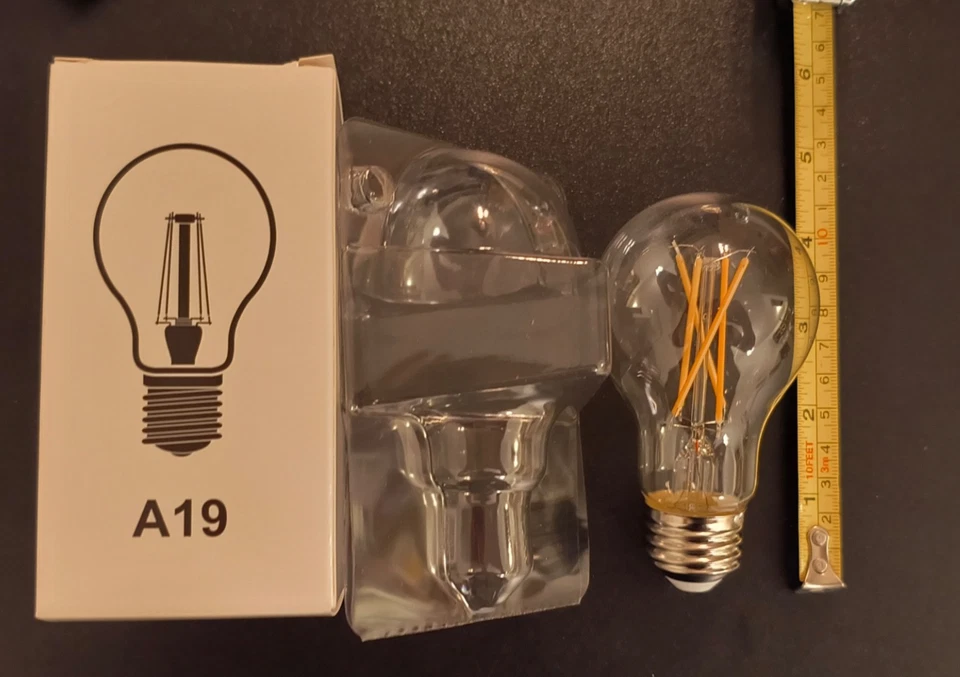 A19 FILAMENT LED E26 8W FOR 40W REPLACEMENT BULB X 3 DIMMABLE 800 LUMENS MODERN - Image 2 of 4