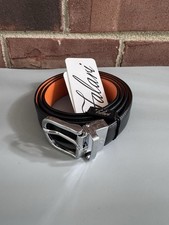 Falari Men  s Genuine Leather Belt Black Orange Buckle M 34-36 NEW