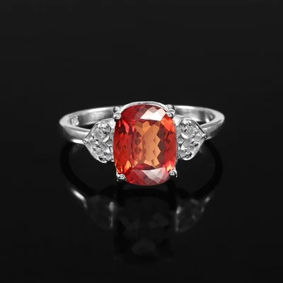 Orange Sapphire Kissen 9x7 mm Edelsteinring 925 Sterlingsilber Verlobungsring - Bild 1 von 4