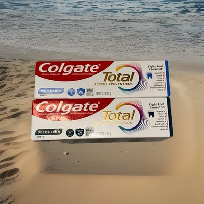 Lot Of 2 Colgate Total Active Prevention Deep Clean Fluoride Toothpaste 3.3oz Ea