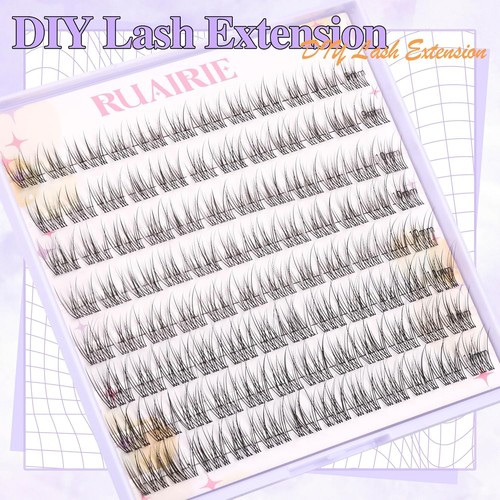 96 Stück Wispy Cluster Lashes D Curl 9-11 mm Klar Band Wimpernverlängerung Natur  - Bild 5 von 6