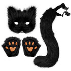 Therian Paws Furry Mask & Tail Set Girls Lovely Cat Mask Halloween Party Costume