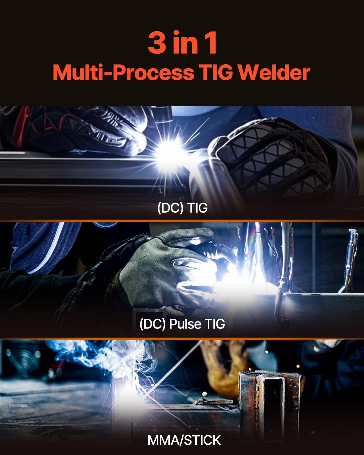TIG VEVOR 205 A 3 in 1 용접기 (TIG, DC, 펄스, MMA, LED 스크린) 4