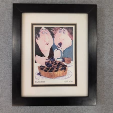 Erica Oller "It's Just Fruit" Whimsical Art Print Framed Blueberry Pie Two Women