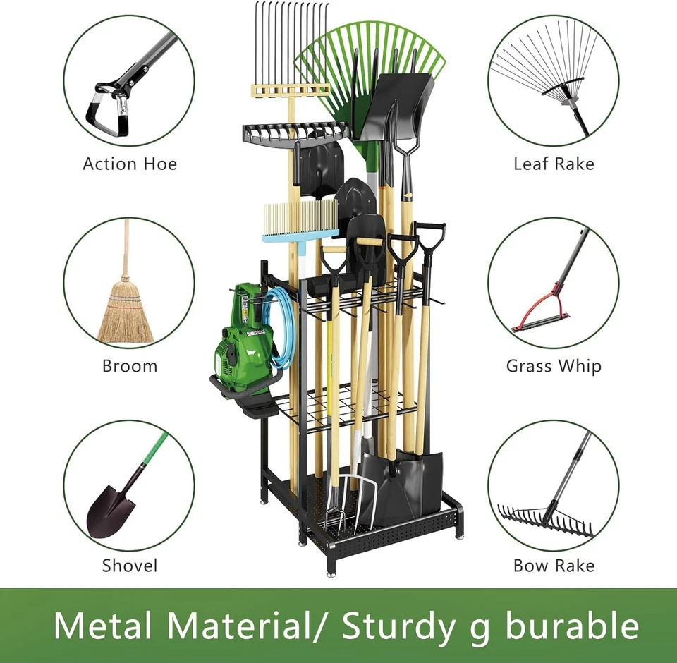 Organizador de ferramentas de jardim GILLAS para garagem, racks de armazenamento utilitário com ganchos, metal - Imagem 4 de 4