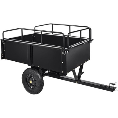 US Dump Utility Trailer ATV UTV Lawn Carts Tow Behind 750Lbs Garden Foot Pedal