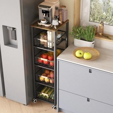 COVAODQ Carrello Portaoggetti da Cucina a 5 Livelli, Estraibile 40cm x 30cm x 107cm, Grigio 