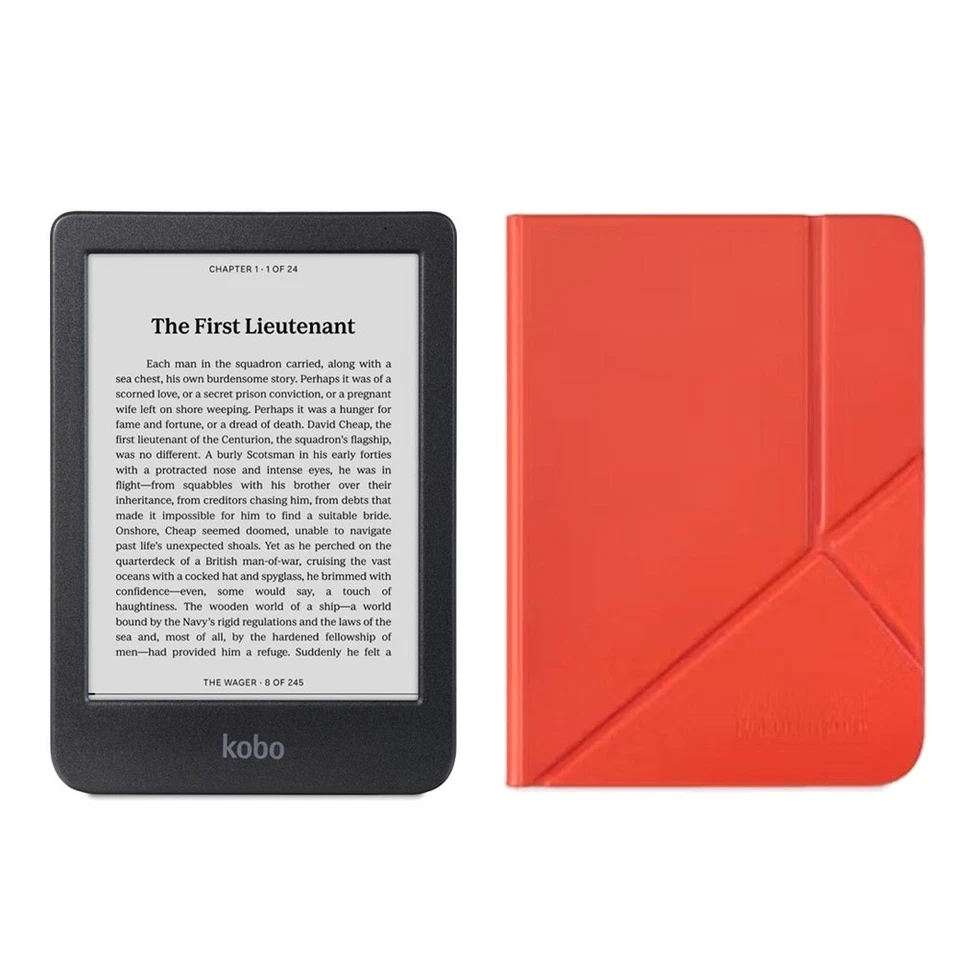 Kobo Clara Black and White SleepCover Case (Cayenne Red)