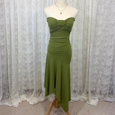 Vintage Y2K StudioY Green Strapless Fairy Midi Dress Women's M Asymmetrical Hem