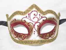 RED GOLD GLITTER VENETIAN MASQUERADE MASK MARDI GRAS WEDDING CARNIVAL MASKS