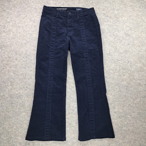 Ag Adriano Goldschmied Pants Women Size 28 Blue Corduroy Panelled Quinne Cropped - Picture 3 of 13