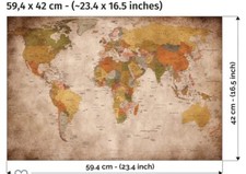 GREAT ART® Poster – Retro World Map – Atlas Geography Size 16.5 x 23.4 inches