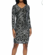 Blu Sage -Womens Elegant Shimmery Sheath Dress  , Size: 10, Black & Silver  