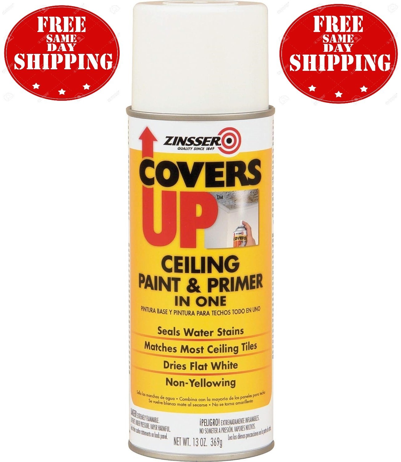 Zinnser 03688 Covers Up Stain Sealing Ceiling Paint, White