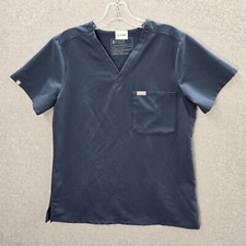 FIGS Women Scrub Top Small Blue Short Sleeve Pocket V Neck Short Sleeve Shirt