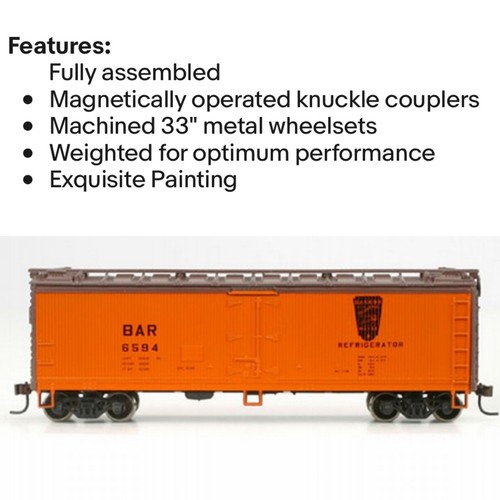 Roundhouse 85404 HO Scale 40' Wood Reefer ~ Bangor & Aroostook (BAR) 6594 ..NEW! - Picture 2 of 3