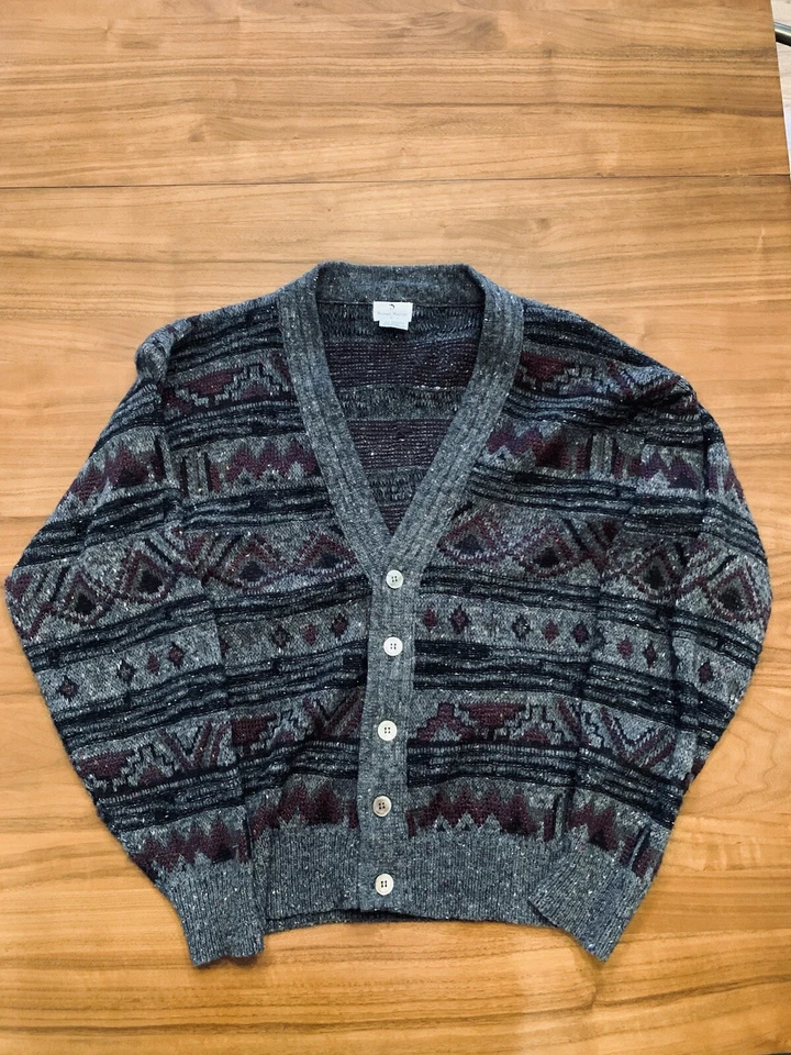 Cárdigan suéter vintage Neiman Marcus para hombre M mezcla de lana de gran tamaño abuelo papá Foto 4 de 4