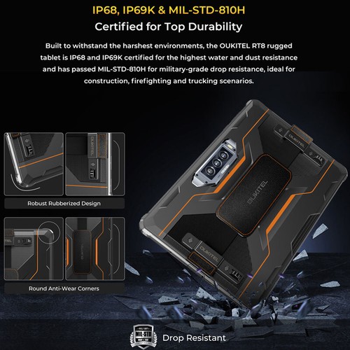 11" Oukitel RT8 4G Rugged Tablet Mobile Android WIFI Phone Waterproof 20000mAh - Picture 3 of 14