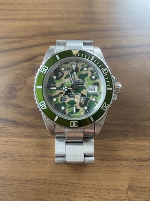 A BATHING APE BAPEX Green CAMO Salmarina Automatic Men Wristwatch 