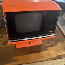 Sharp 3S-111R Vintage CRT Portable TV Japan ORANGE