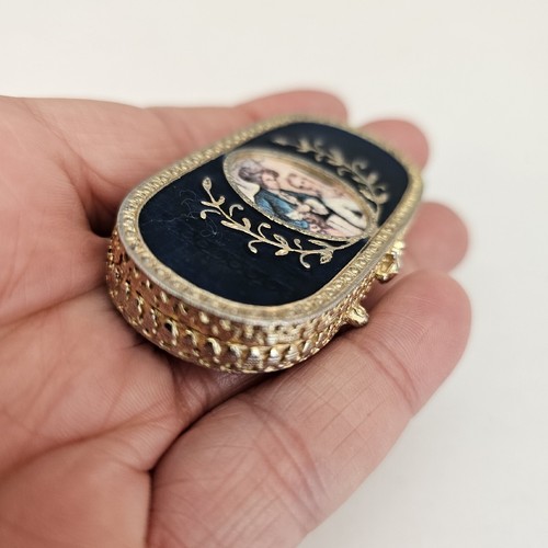 Estee Lauder Vintage Smalto Blu Tono Oro Ovale Ornato Profumo Compatto - Foto 5 di 10