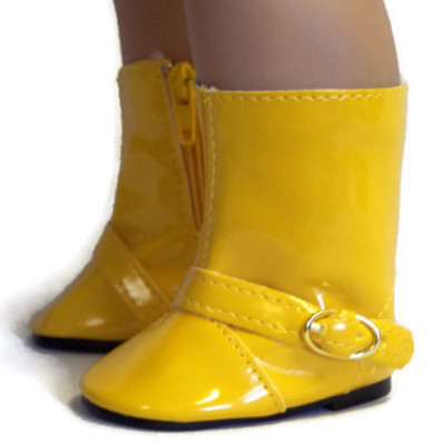 Yellow Rain Boot Shoes with buckle for 18 inch Doll Clothes Girl Boy 