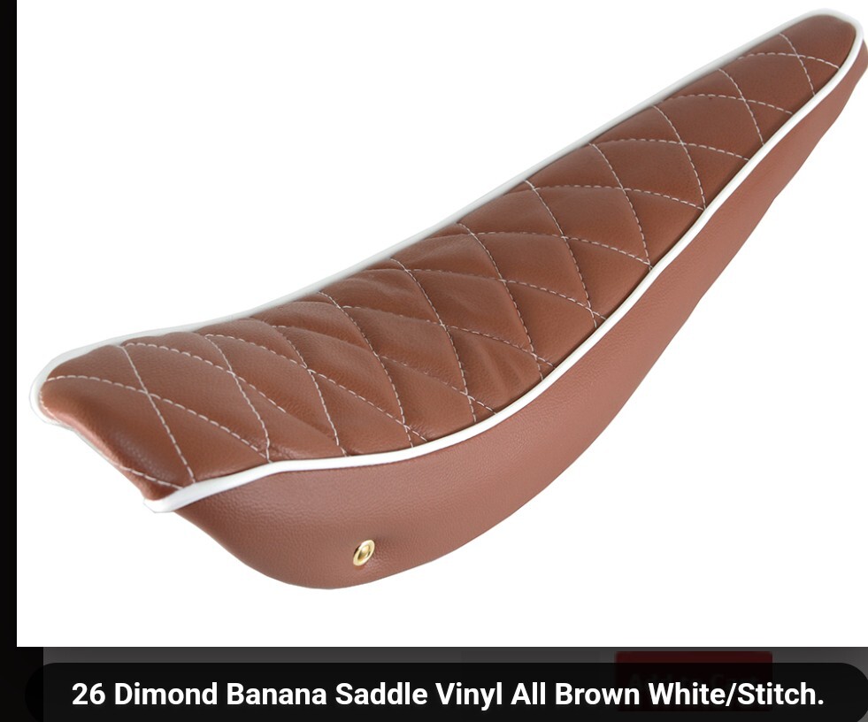 BROWN AND WHITE STITCHED BICYCLE BANANA SEAT FOR 26
