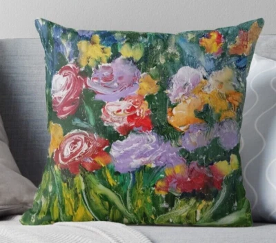 Decorative Floral pillow cover. 12x12" Farmhouse cushion cover. Decorpillow case - Image 1 of 4