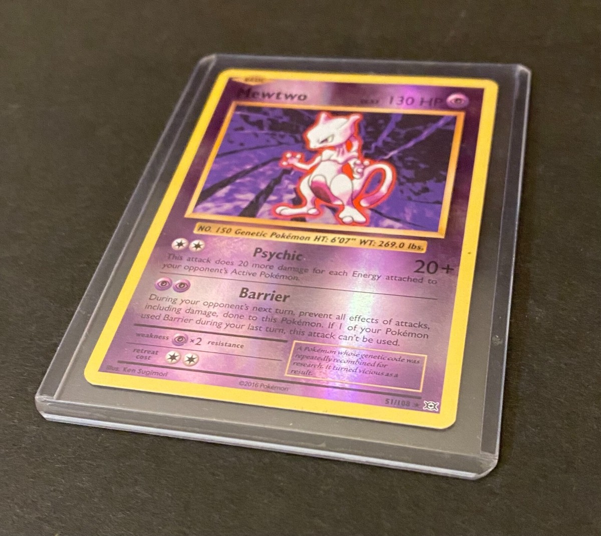 2016 Pokemon TCG Mewtwo LV.53 Shiny Reverse Foil Evolutions w