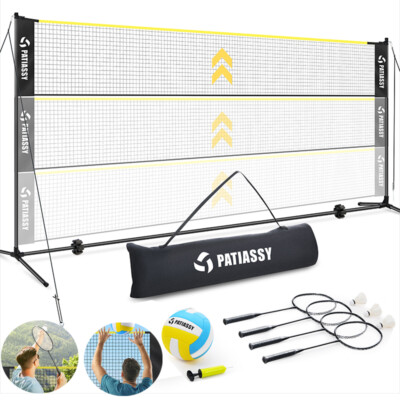 Professional Volleyball Badminton Net Set for Backyard Adjustable Poles Ball Bag
