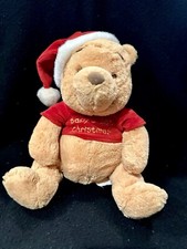 VTG Disney Baby WINNIE THE POOH BABY'S FIRST CHRISTMAS Plush Santa Hat Rattle