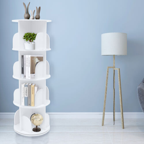 4 Tiers 360° Rotating Bookshelf Bookshelf Organizer Floor Standing Storage Shelf - Picture 1 of 12