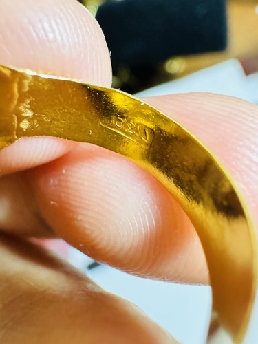 PURE 21K 875 Yellow Real Fine Saudi Gold Unique Style Dome Ring Fits 6/6.5” 3.1g - Picture 19 of 24