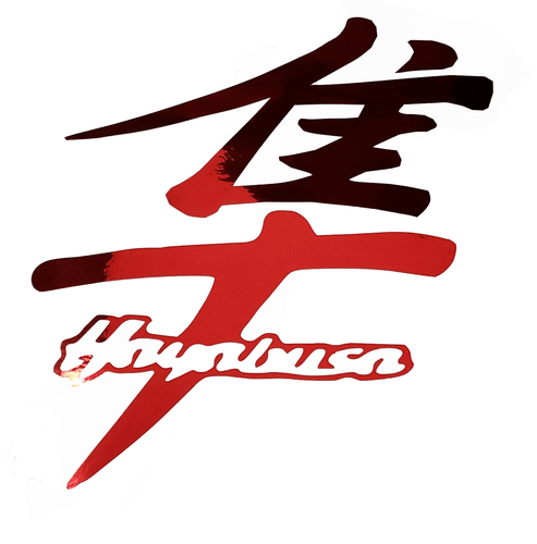 RED CHROME HAYABUSA KANJI MOTORCYCLE FAIRING DECAL STICKER