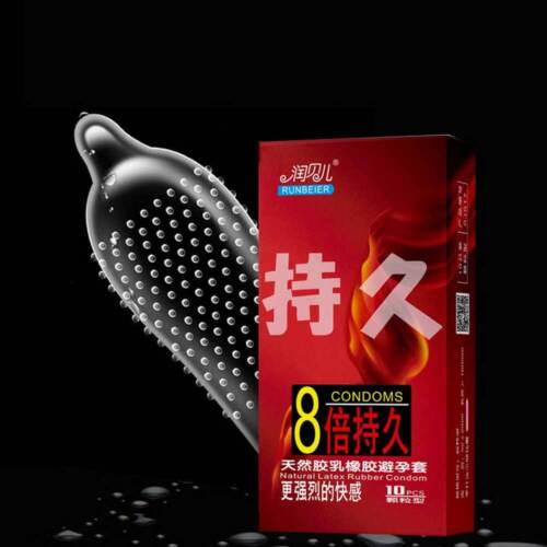 10Pcs/Box Adult Condoms Natural Latex Sensitive Dotted Massage Ribbed Stimulate - Picture 2 of 11
