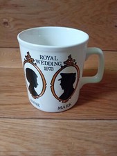 Staffordshire Potteries Mug Royal Wedding Princess Anne & Mark Phillips 1973