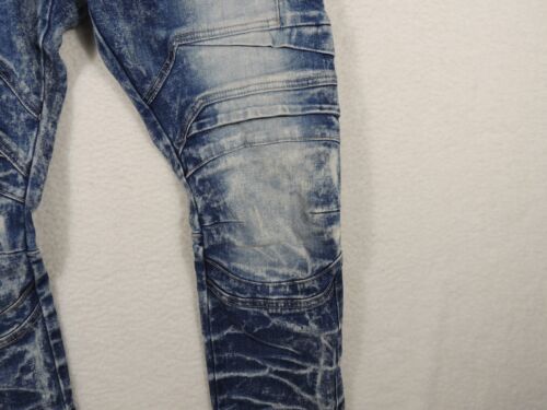 Smoke Rise MOTO Slim Tapered Jeans Denim Mens Distressed Bleached 38x34 No Holes - Picture 2 of 10