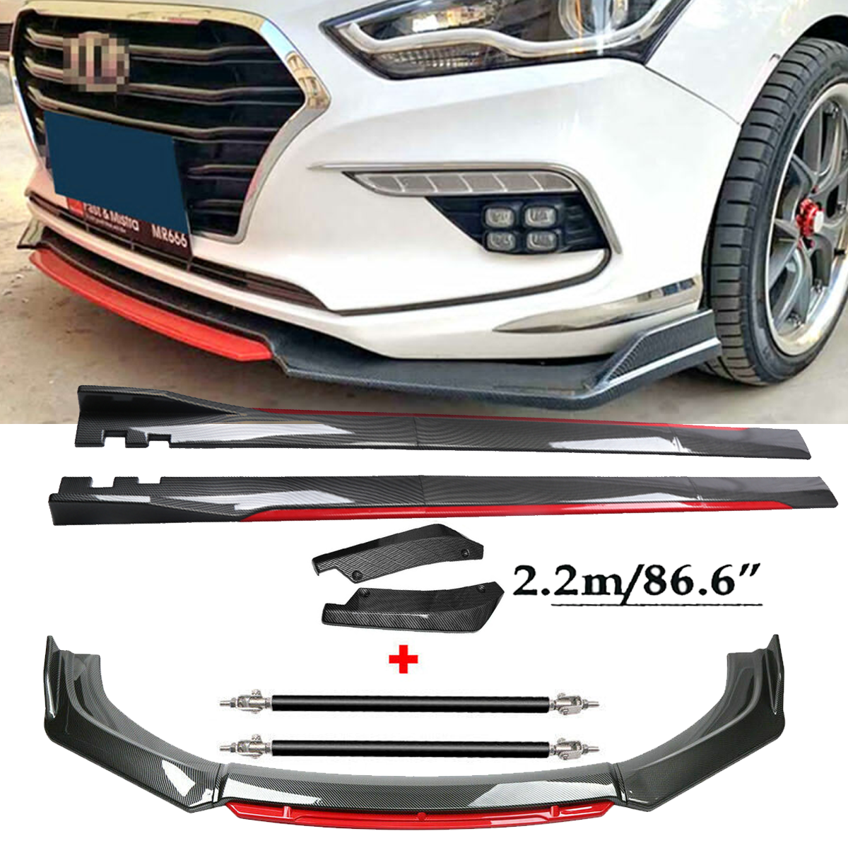 Front Lip Chin Bumper splitter Carbon Fiber Body Side Skirt For Hyundai Genesis