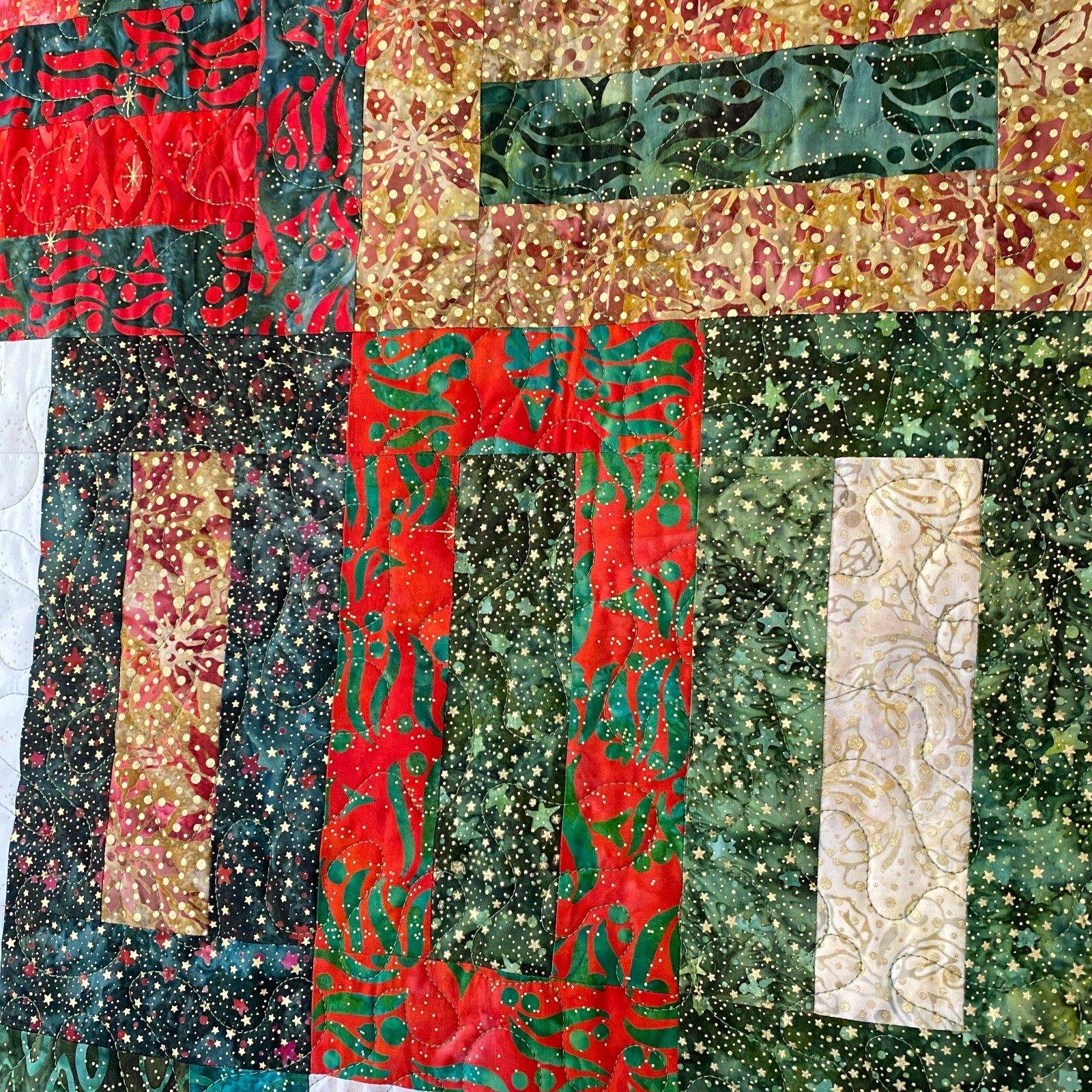 New Pre Cut Quilt Kit Christmas Batik Fabrics with Binding and Pattern