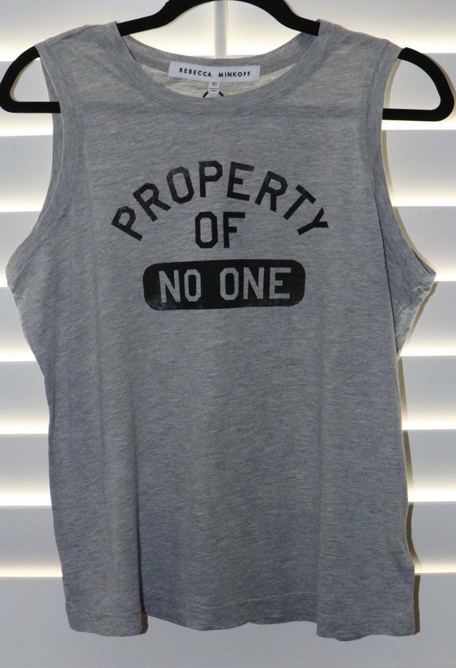 NWT Rebecca Minkoff Grey Property of No One Mia Tank Top Muscle Shirt Size XS