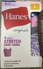 Hanes Originals Girl's Underwear Tween Crop Cami Pack, Fashion Assorted, 4-Pack