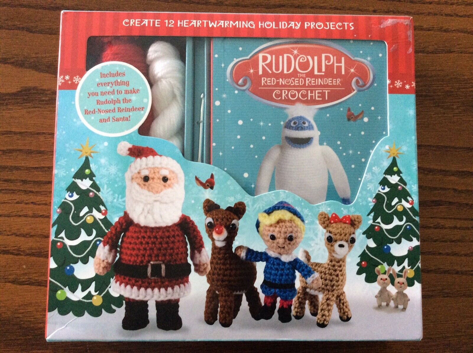 Rudolph the Red Nosed Reindeer CROCHET Kit - Box Opened, content