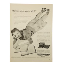 1942 Smith Corona Typewriters Vintage Print Ad Help Win The War Girl Reading thumbnail