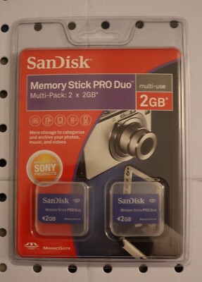 SanDisk Memory Stick PRO Duo 2GB SDMSPD-2048-A11 2 pack 4GB Total